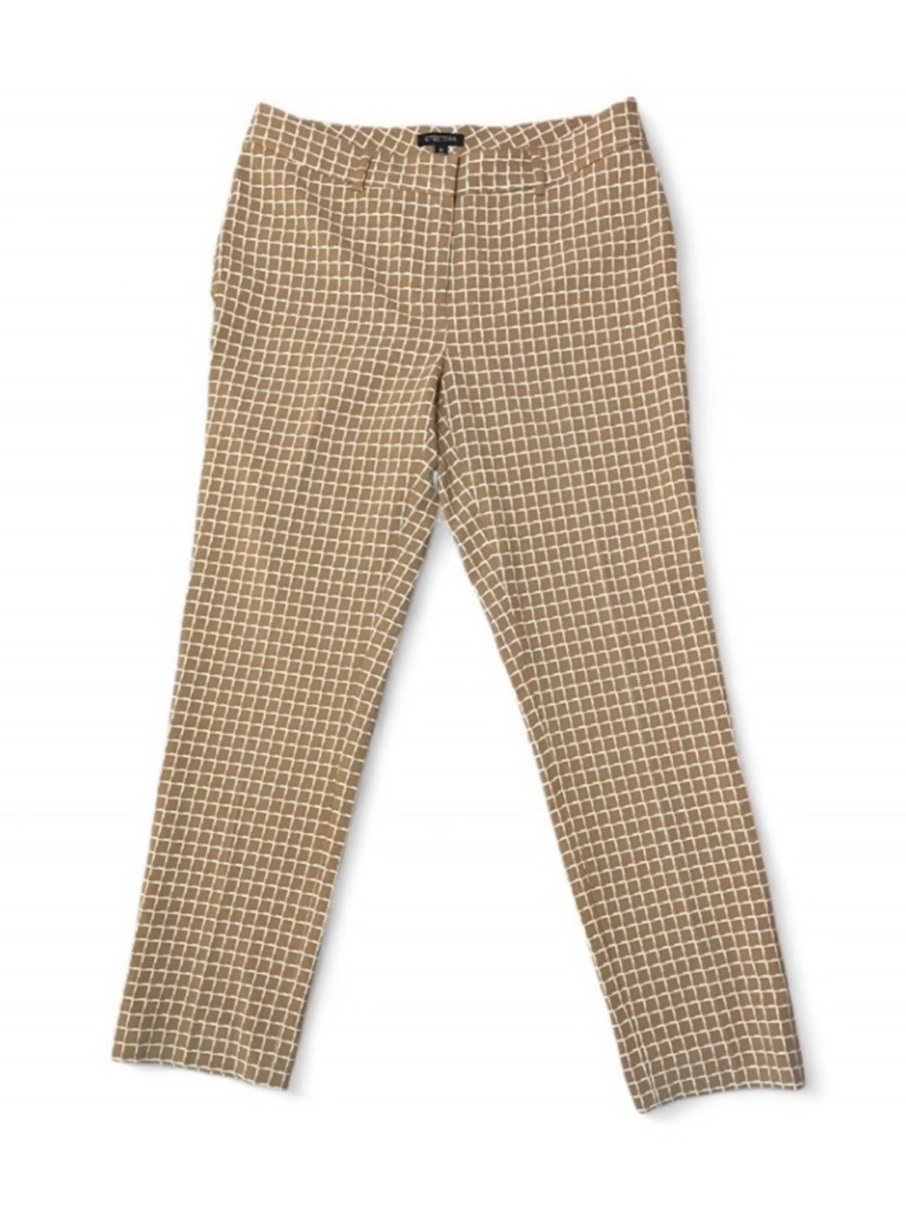 Etcetera Plaid Straight Leg Mid-Rise Flat Front Trouser Pant